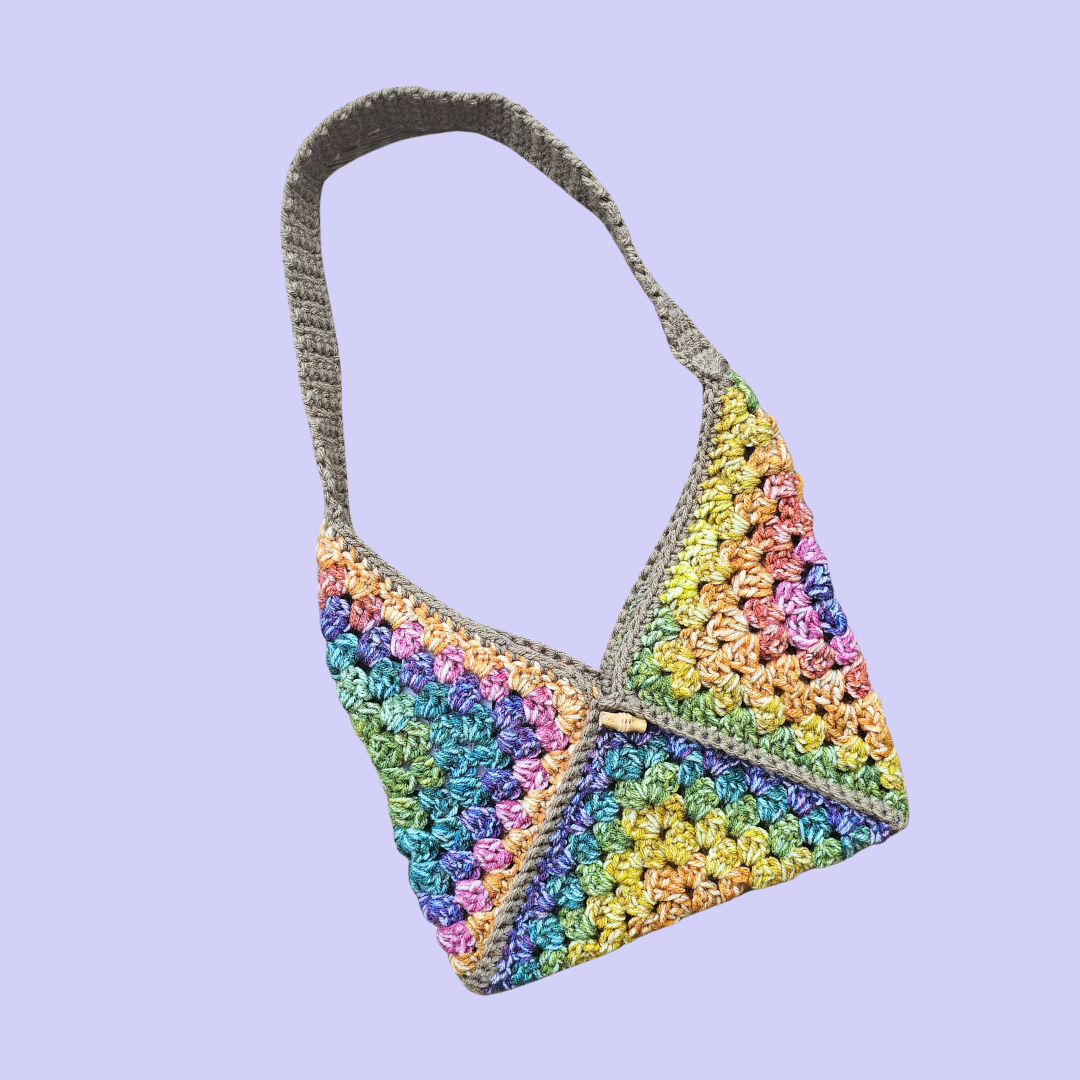 crochet rainbow shoulder bag