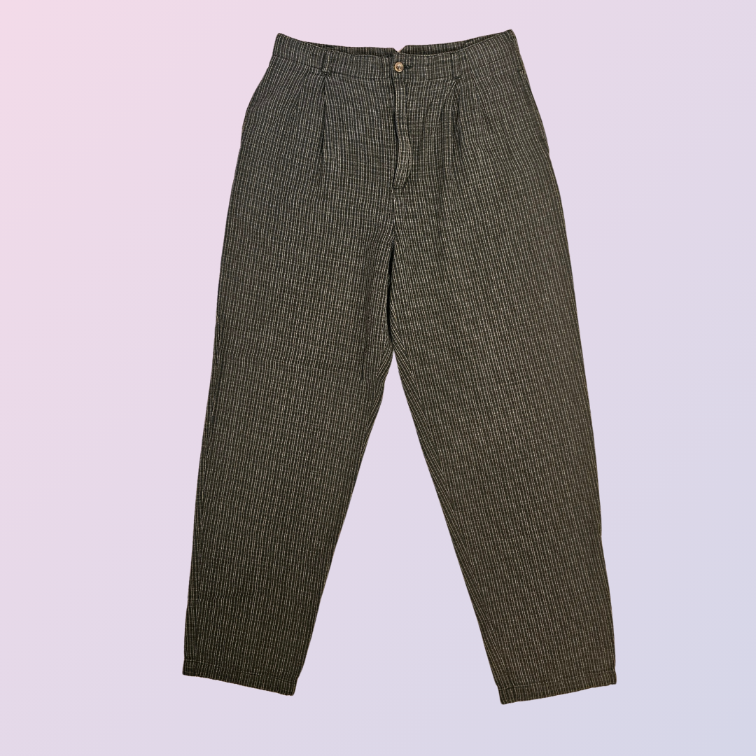 whitestag green & tan high rise plaid pants