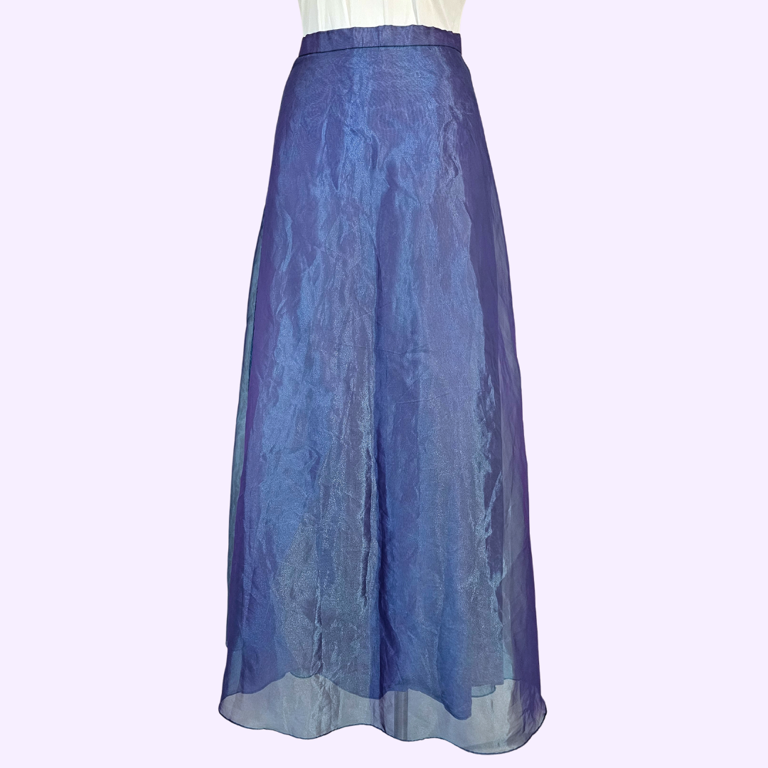 blondie nites purple shiny a line maxi skirt