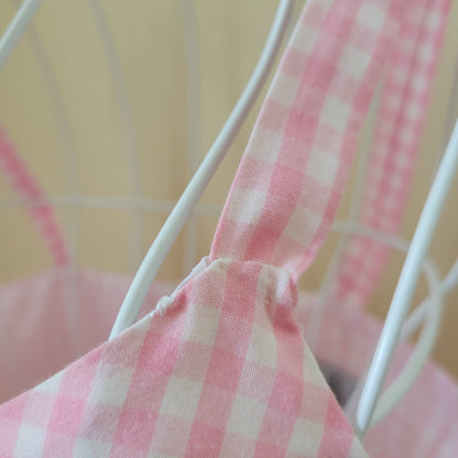 pink and white gingham spagetti strap midi dress