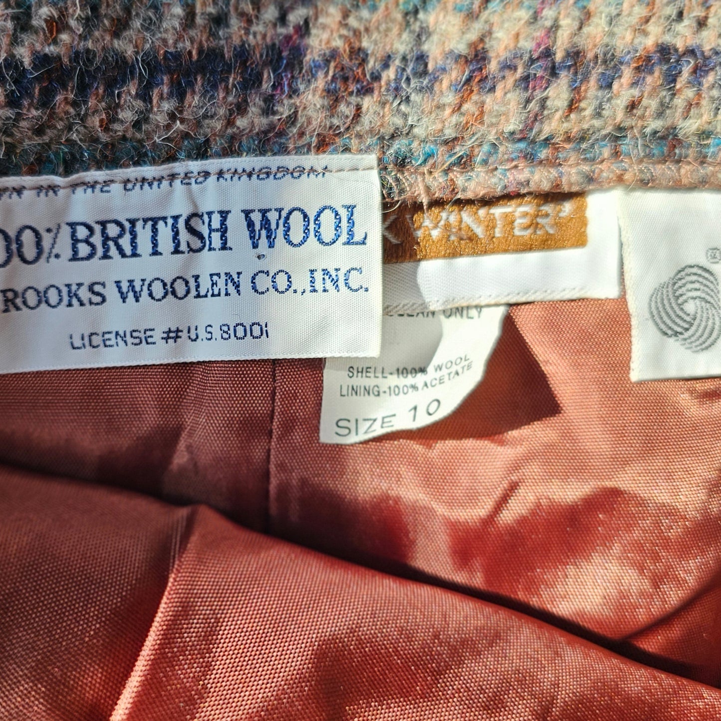 brooks woolen co wool a line knee length skirt