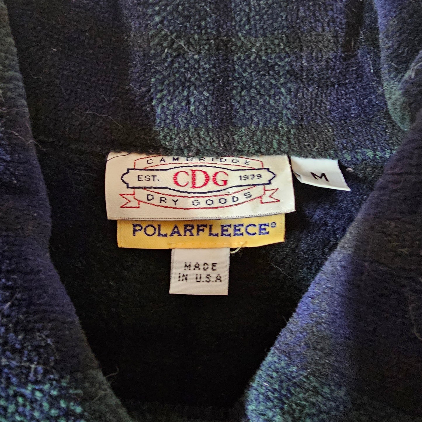 cdg navy & green fleece plaid jacket