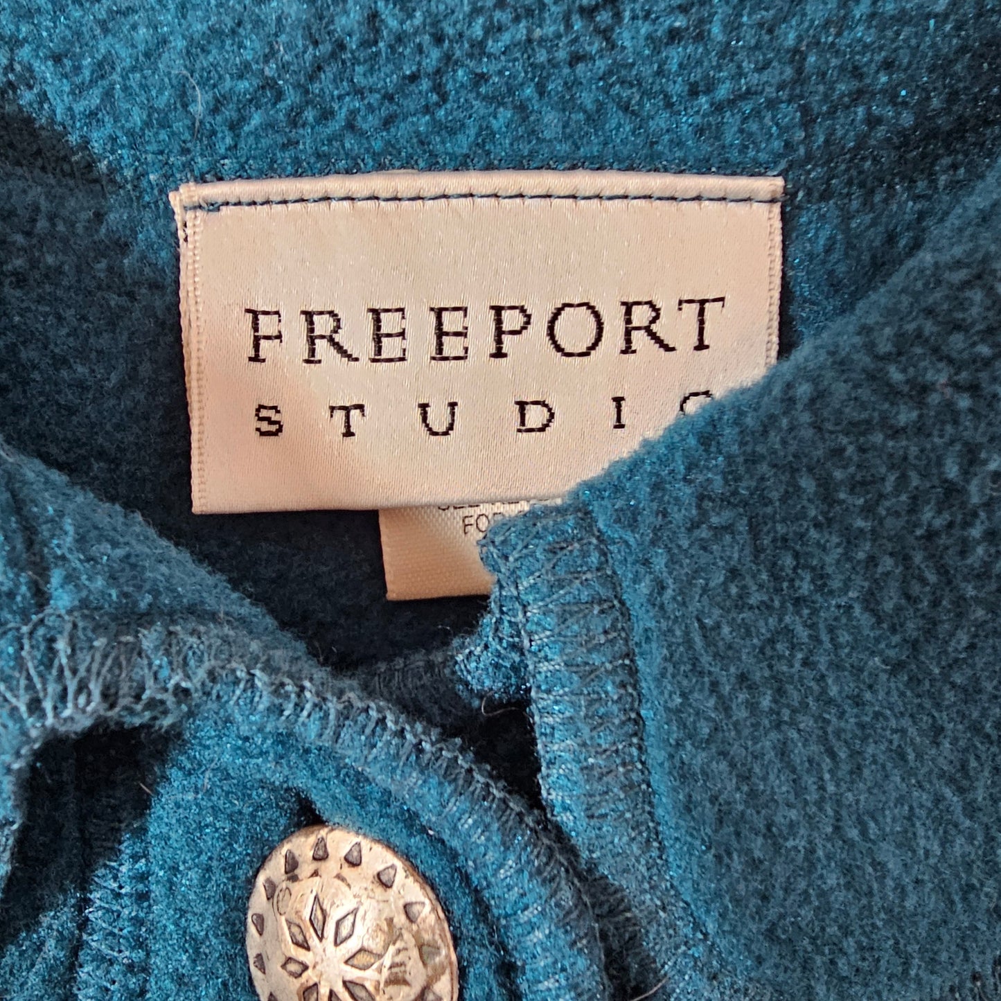 freeport studio teal fleece plaid jacket