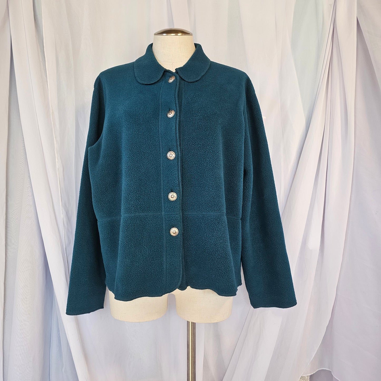 freeport studio teal fleece plaid jacket