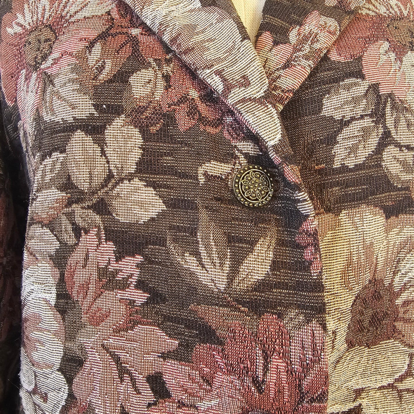 alfred dunner tan & pink floral blazer