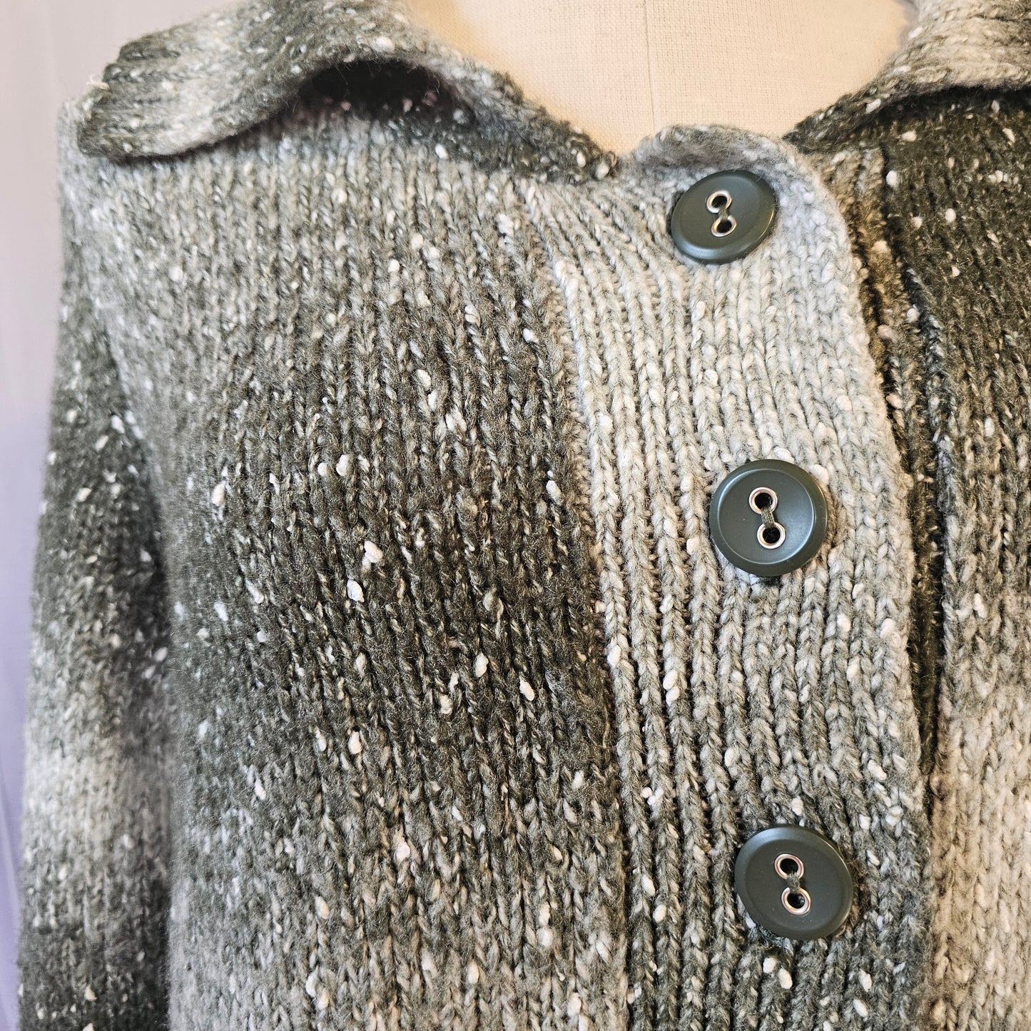christopher & banks green and white cardigan