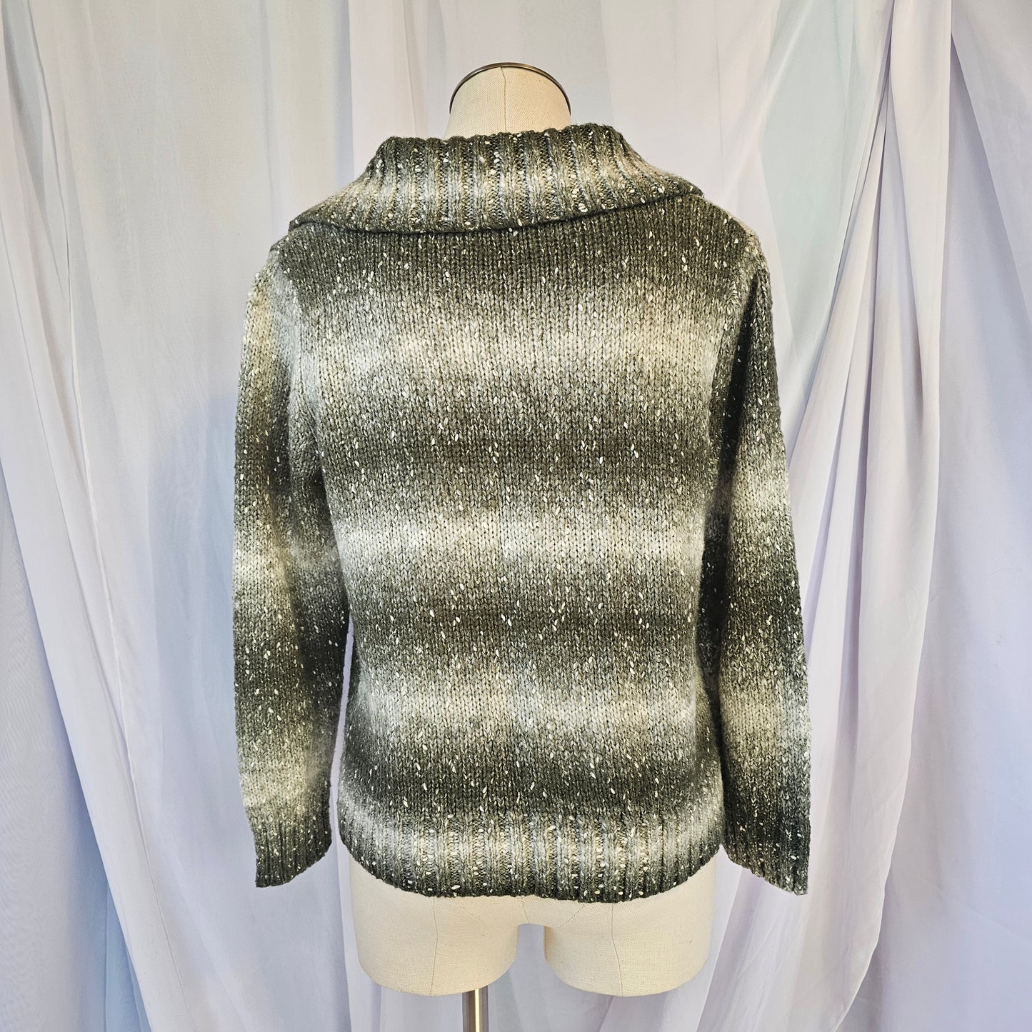 christopher & banks green and white cardigan