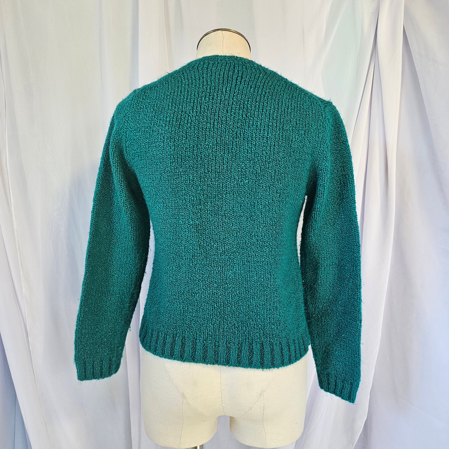carol reed teal flower button cardigan