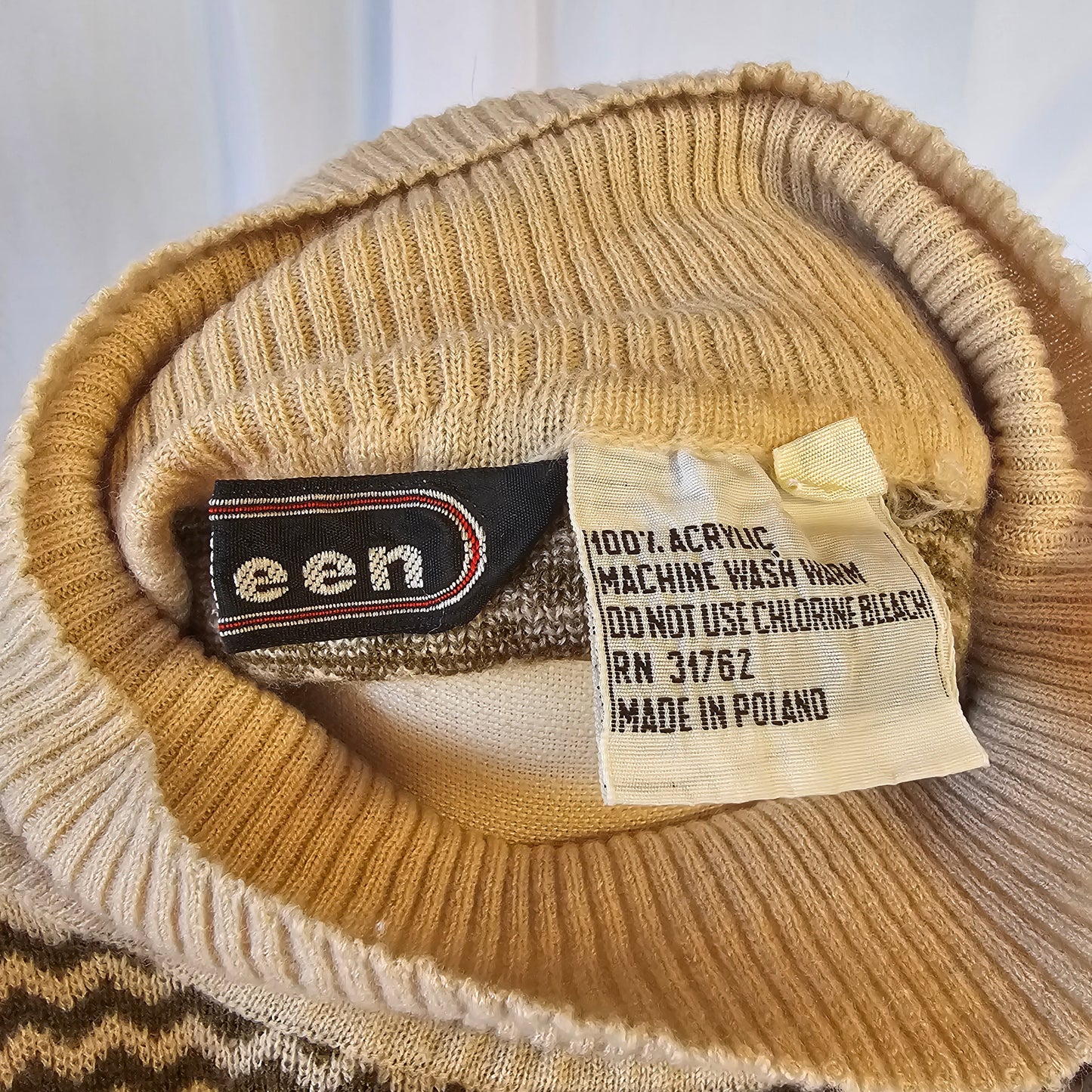eileen tan and green chevron sweater