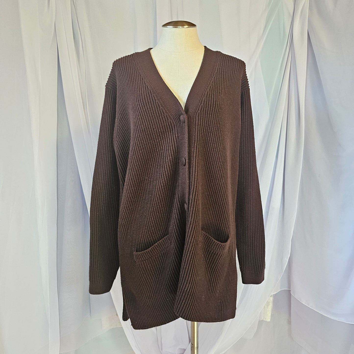 yarnworks chocolate brown cardigan