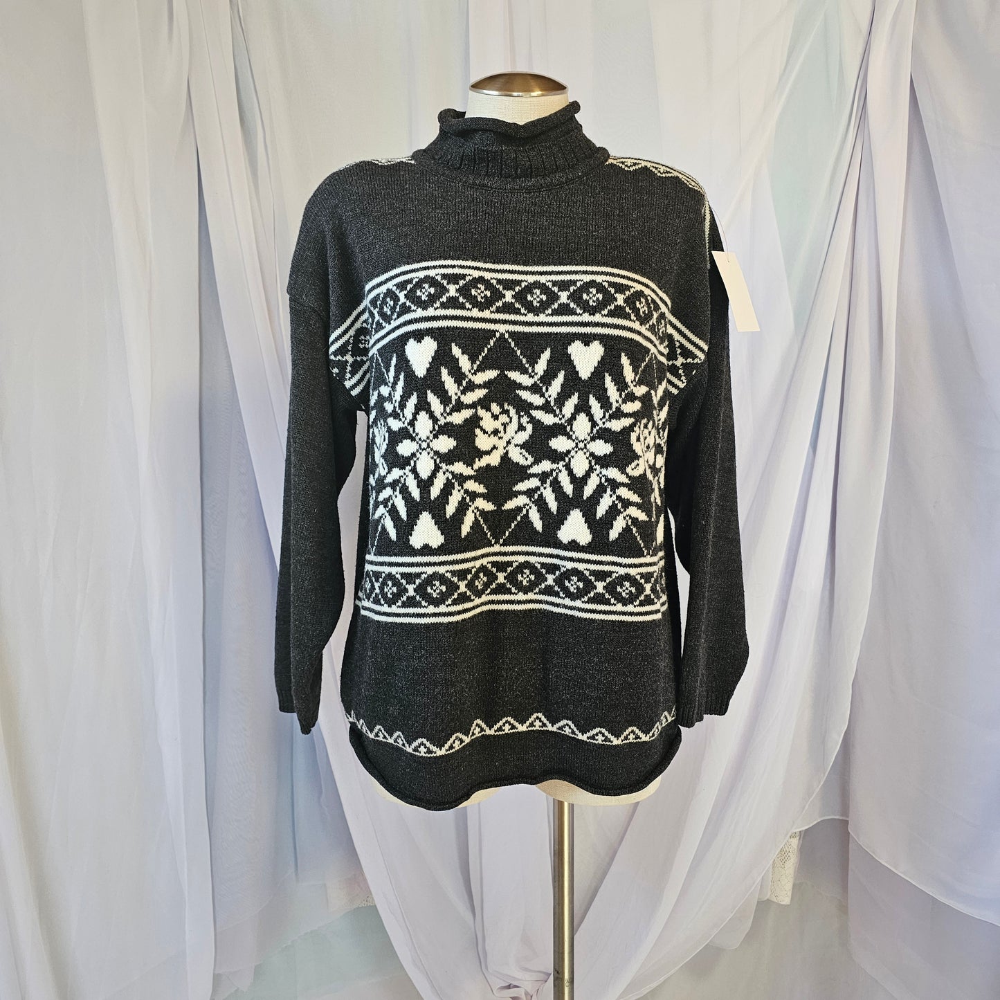 norton mcnaughton gray fair isle sweater