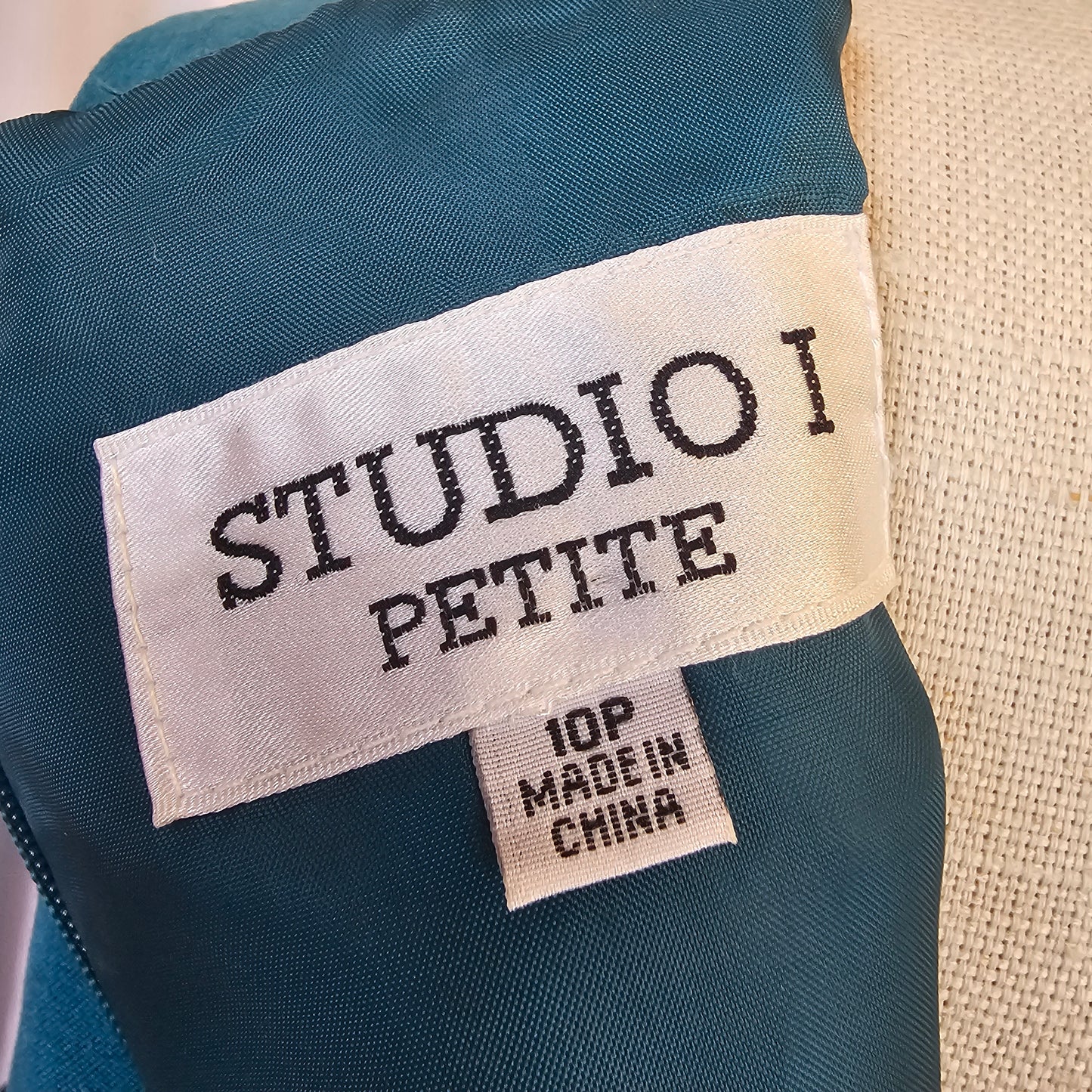 studio I petite teal knee length sleeveless dress
