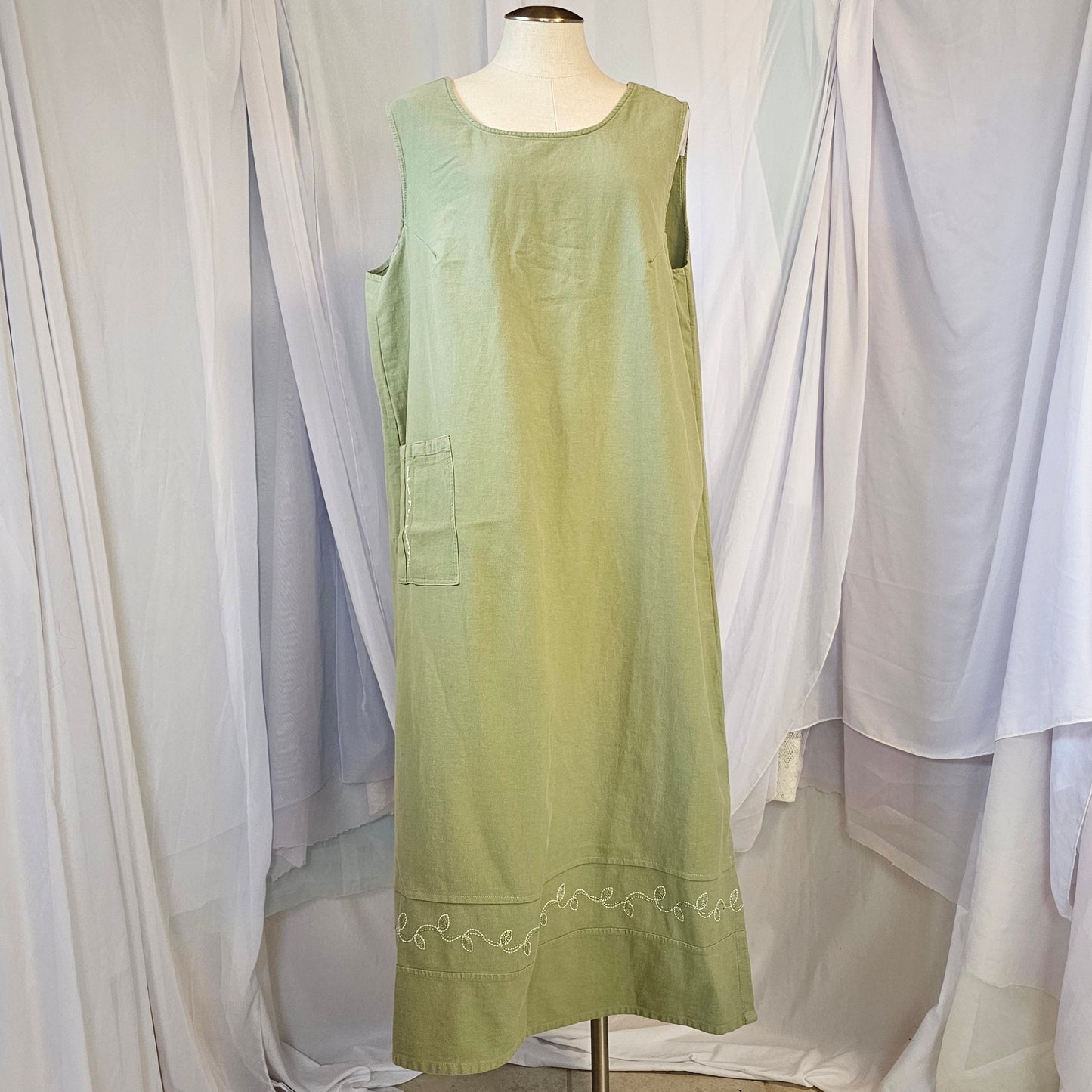 better than basic green sleeveless embroidered maxi dress