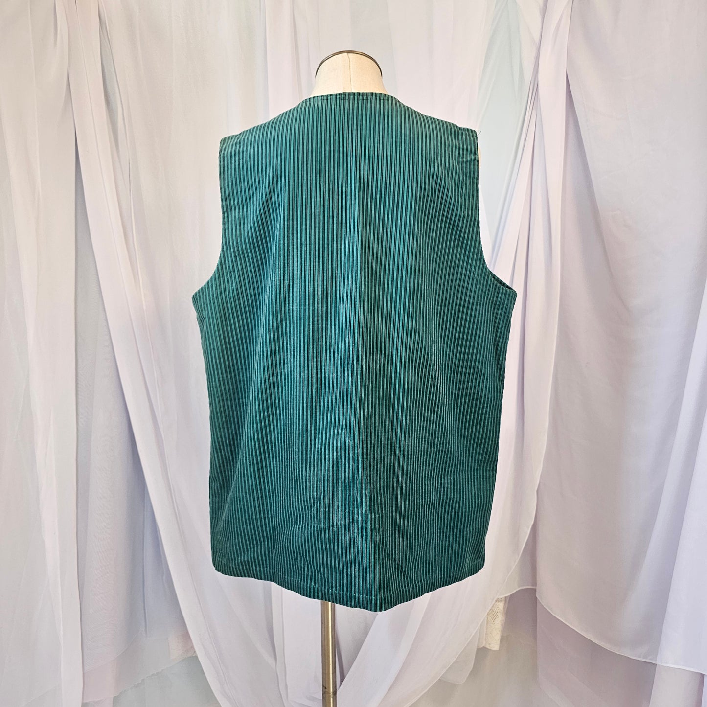 handmade green stripe vest
