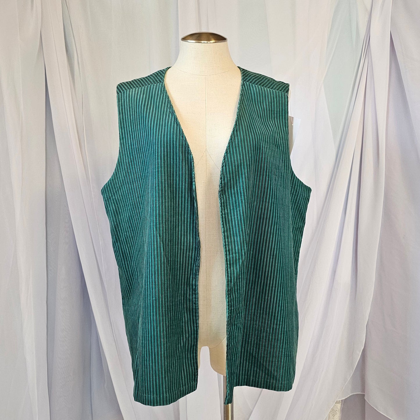 handmade green stripe vest