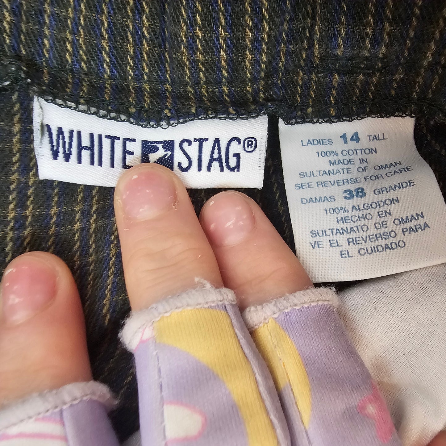 whitestag green & tan high rise plaid pants