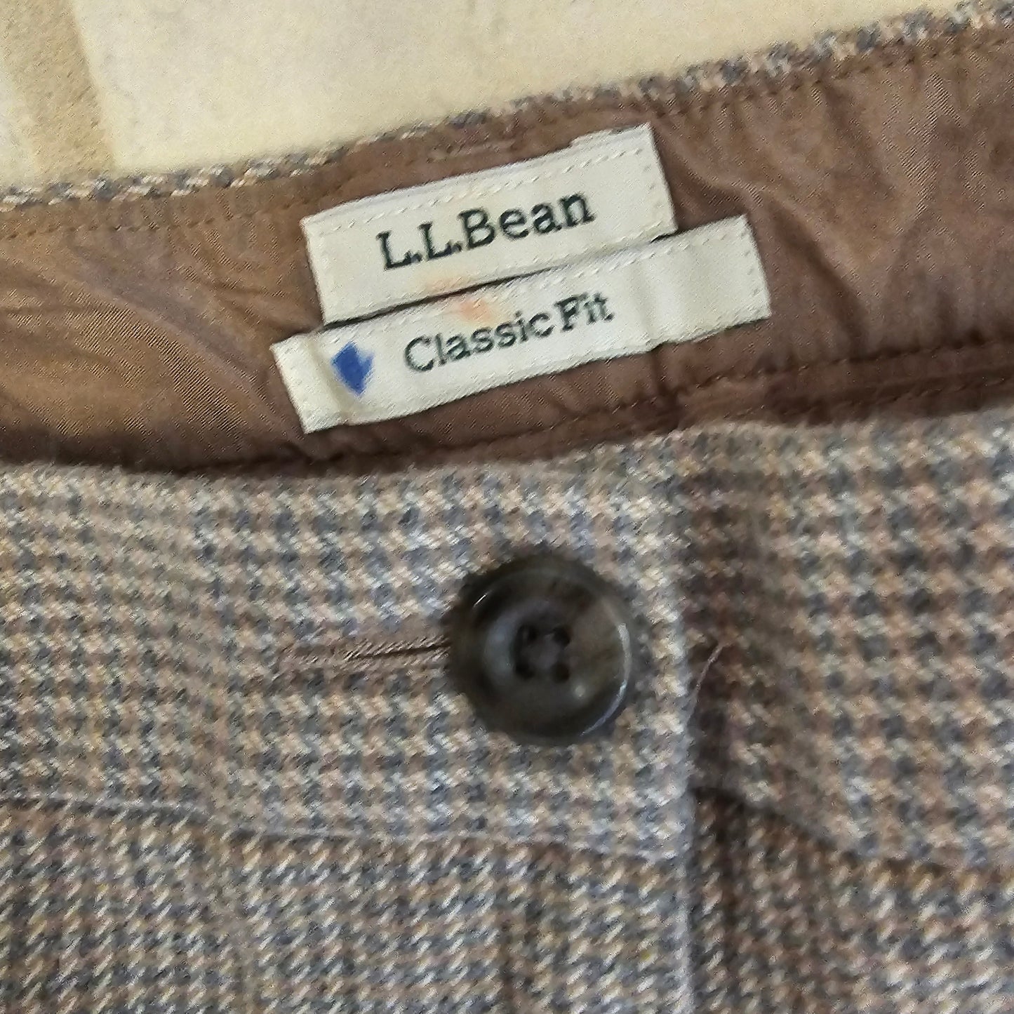 ll bean tan and green plaid pants
