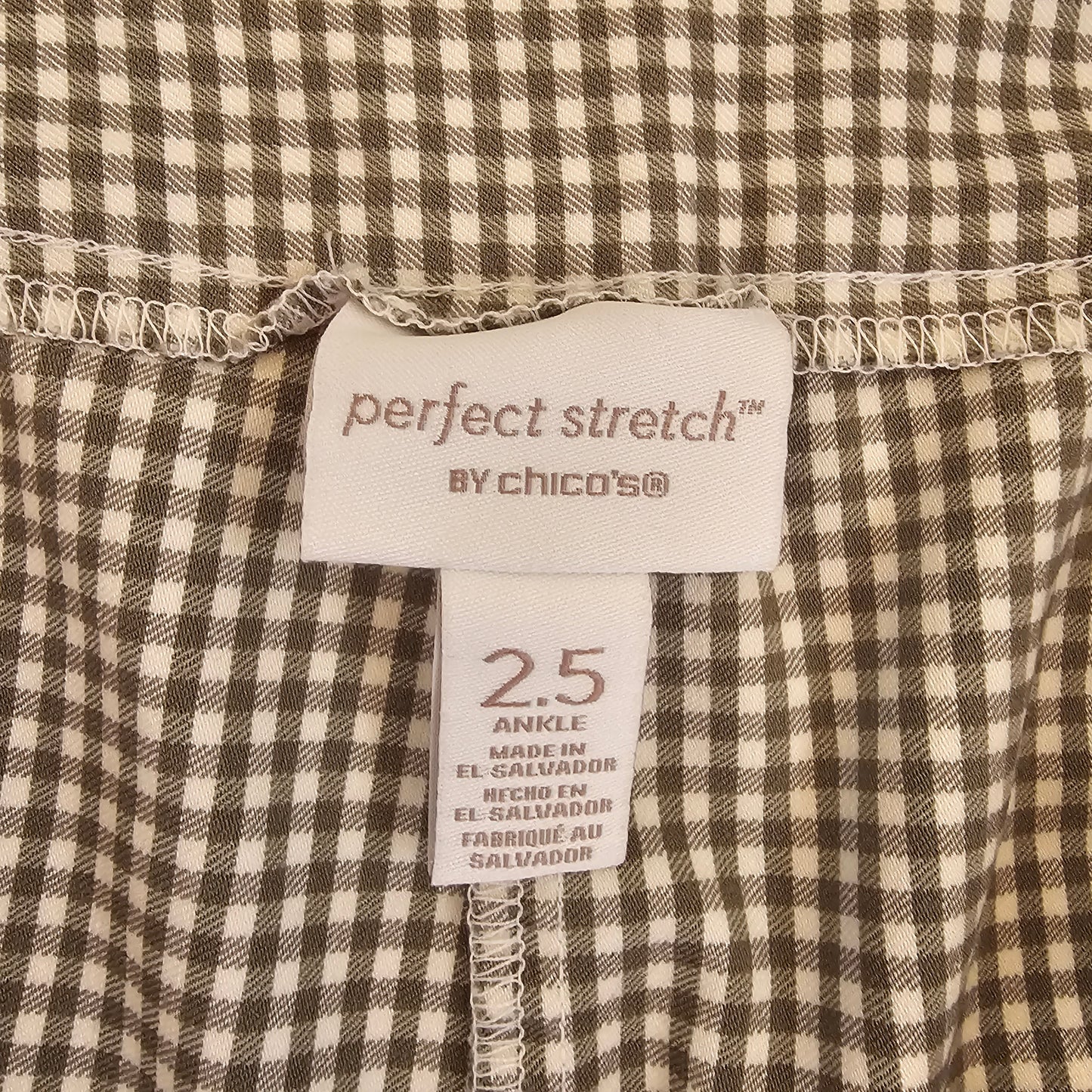 chicos green and ivory gingham pants