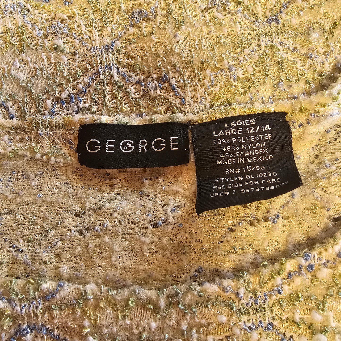 george blue and green textured top
