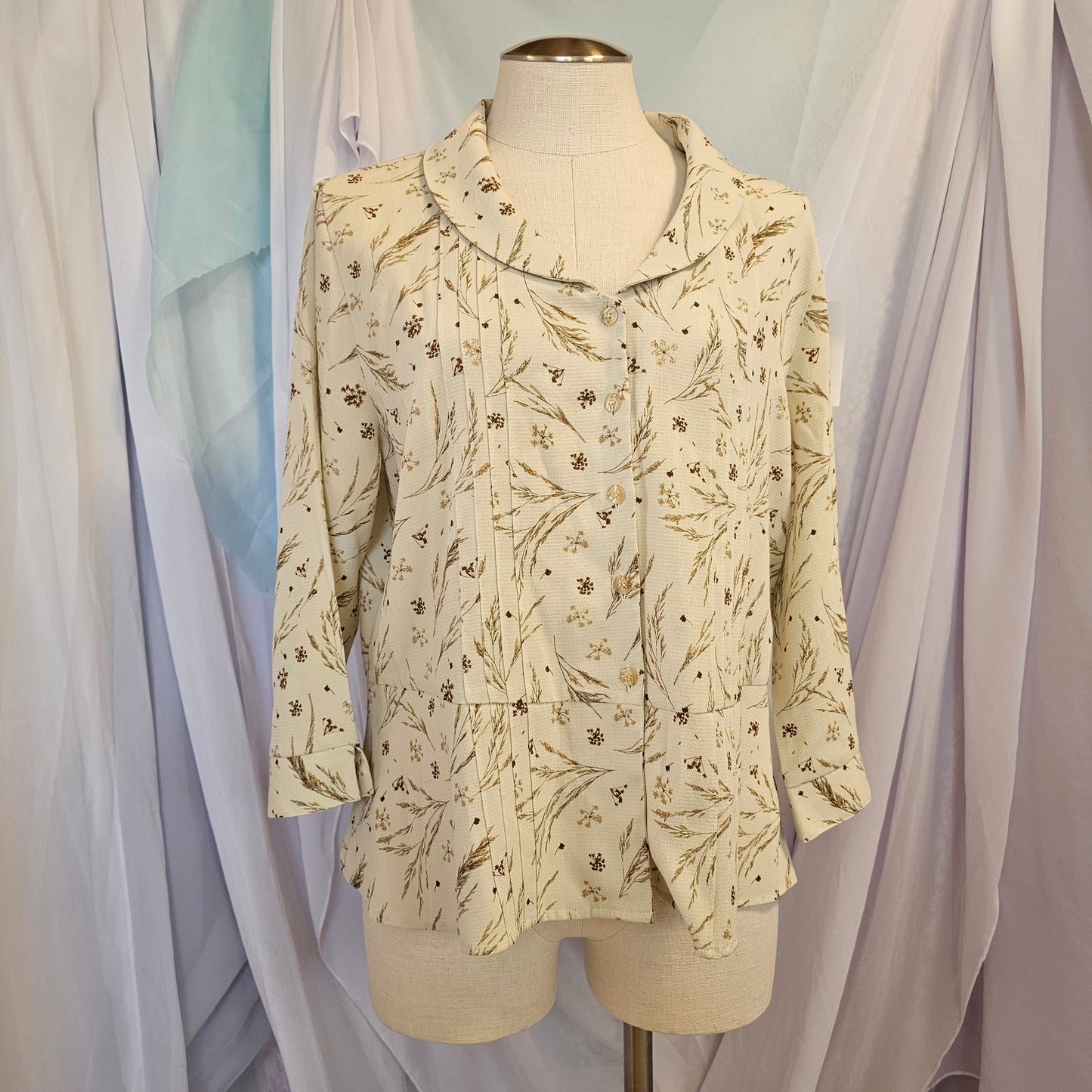 christopher & banks ivory floral button down
