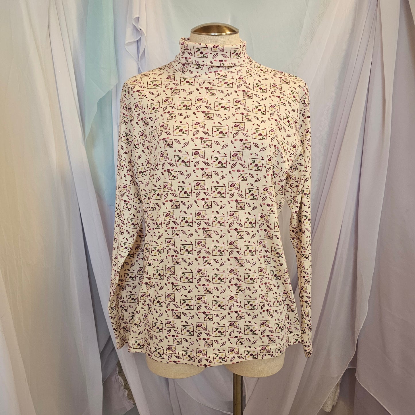 bobby brooks turtleneck multi maroon floral