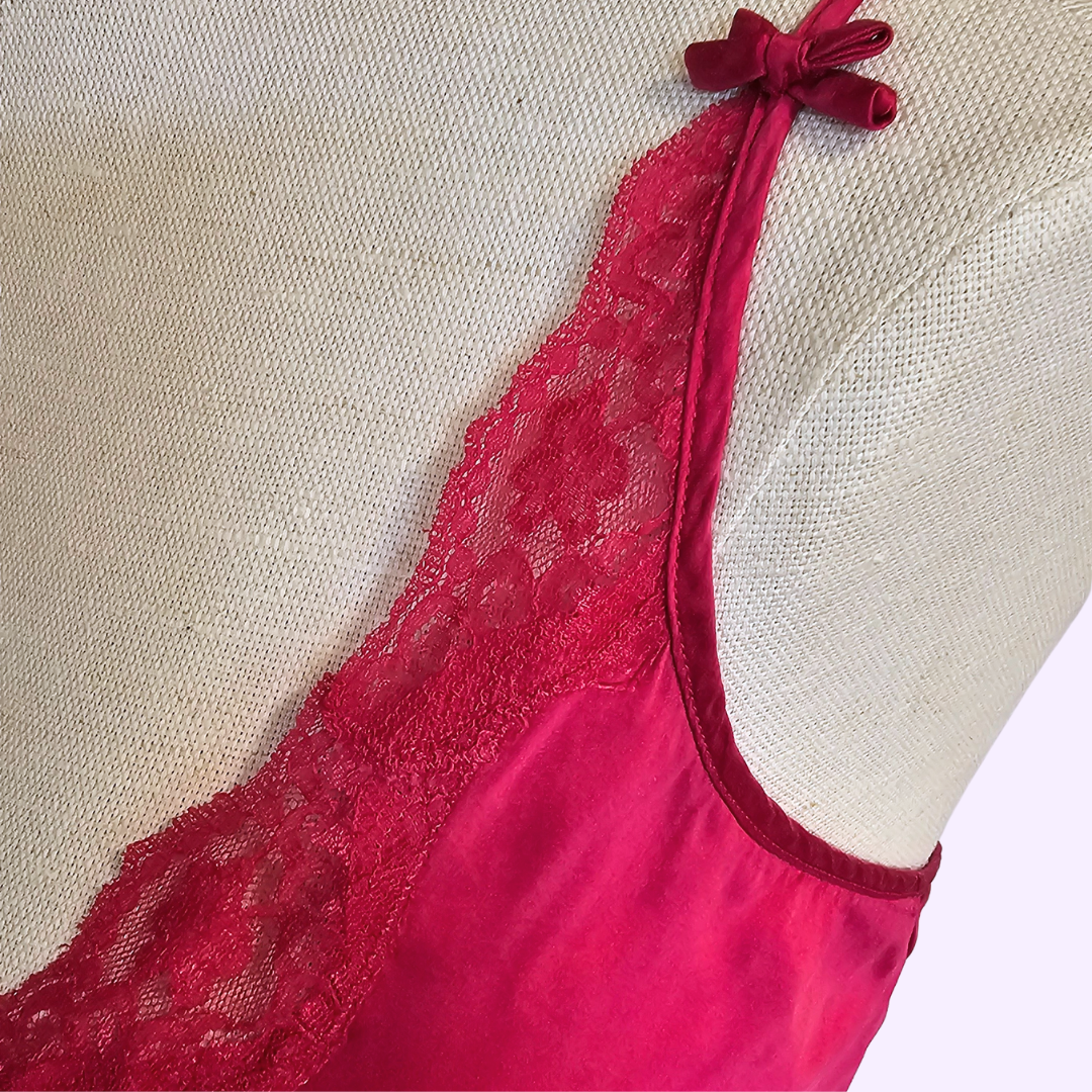 victoria's secret fuchsia bow detail silk camisole