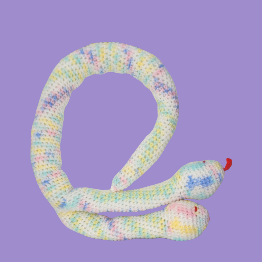 crochet two-headed snake stuffie