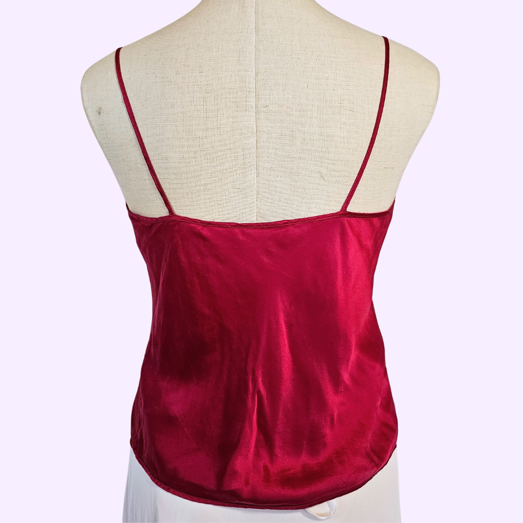 victoria's secret fuchsia bow detail silk camisole