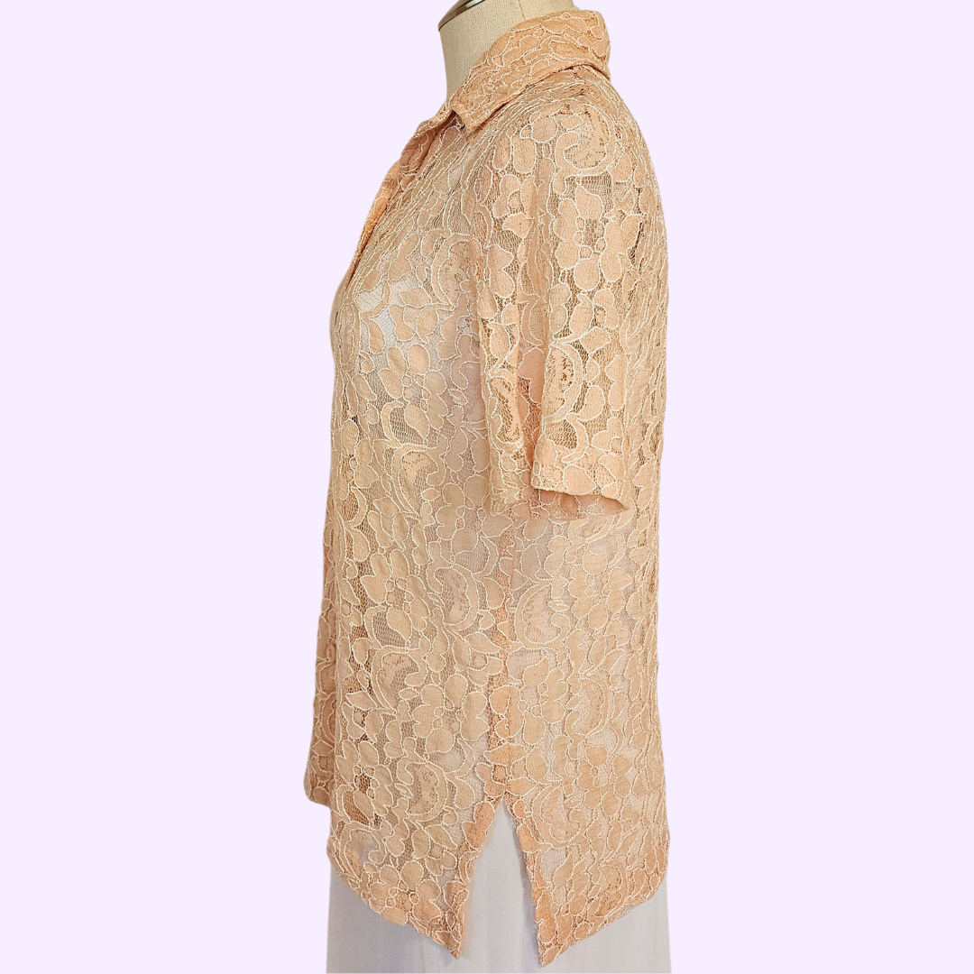 salon studio by haband peach sheer lace skirt