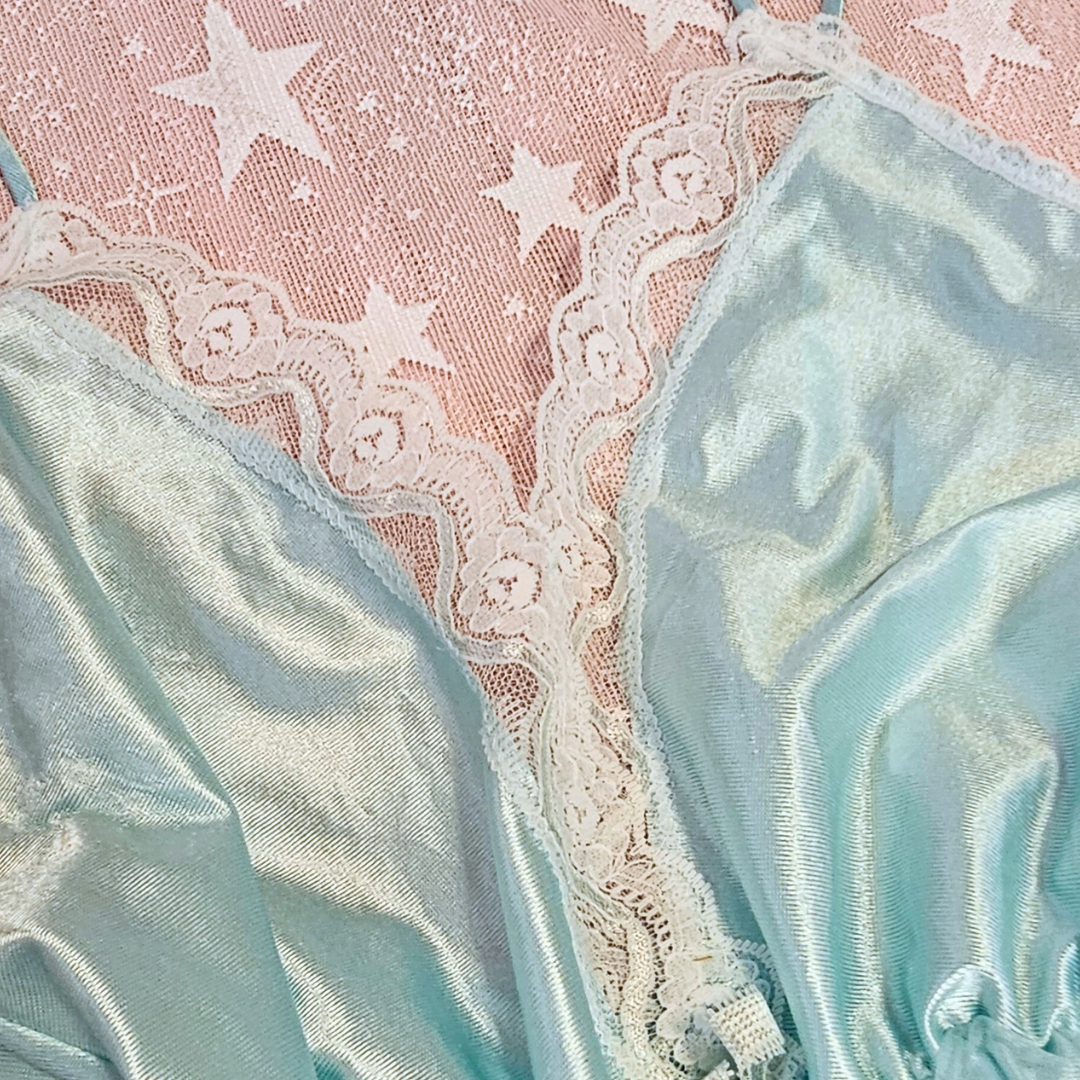 vintage blue lace body suit