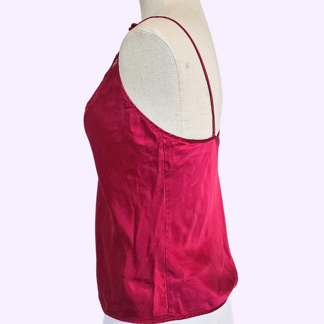 victoria's secret fuchsia bow detail silk camisole