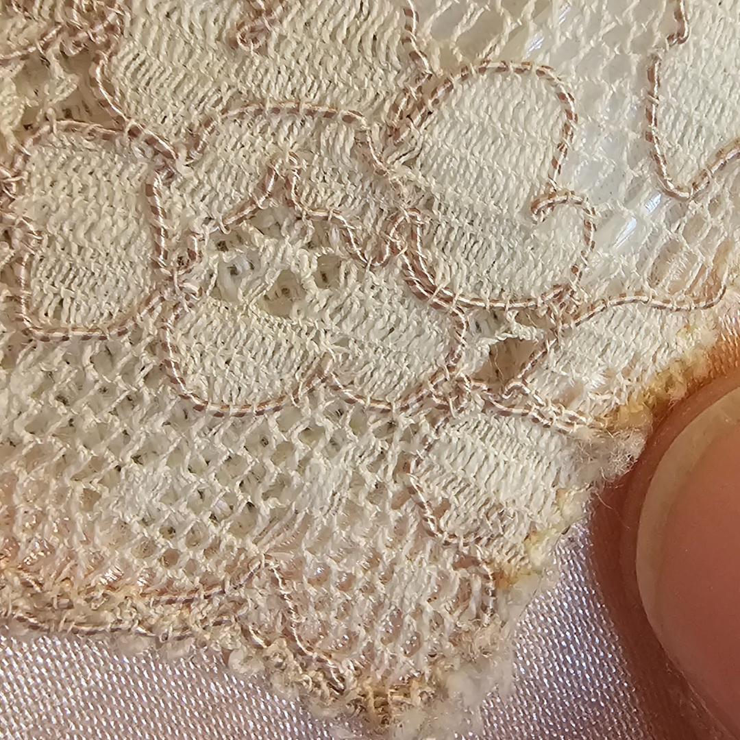 vintage peach and ivory lace bed jacket