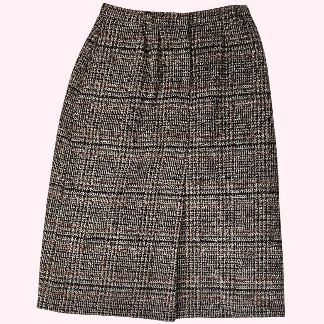 brooks woolen co wool a line knee length skirt