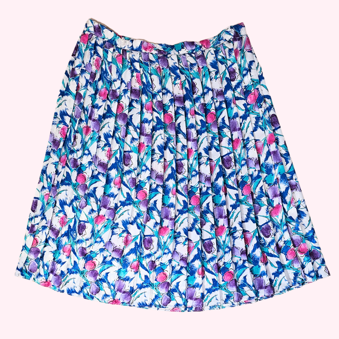 unbranded pleated multicolor floral midi skirt