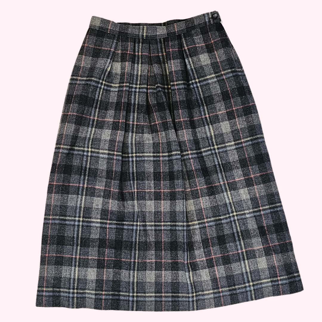 pendleton gray plaid aline midi skirt