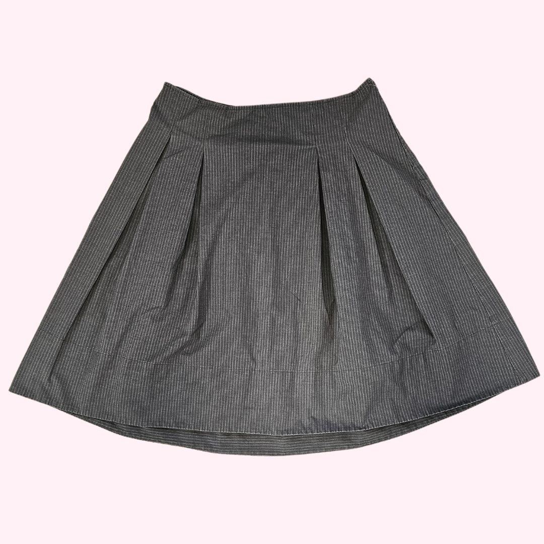 merona gray striped knee length skirt