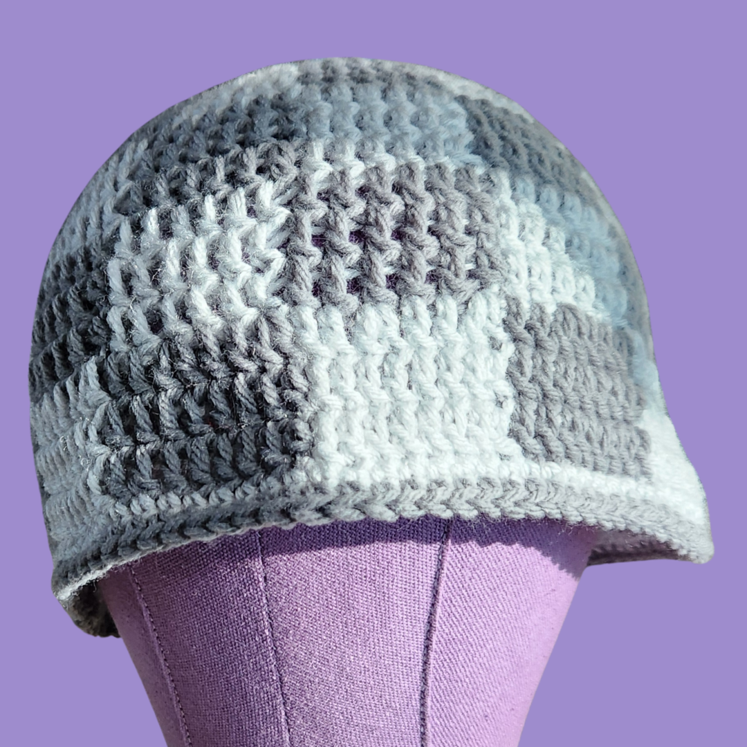 crochet checkerboard bucket hat