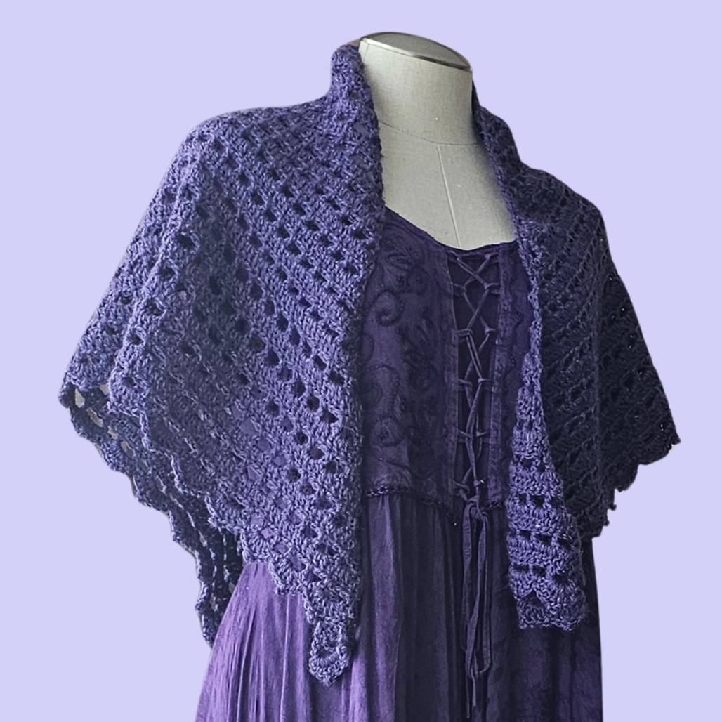 crochet eyelet lace triangle shawl