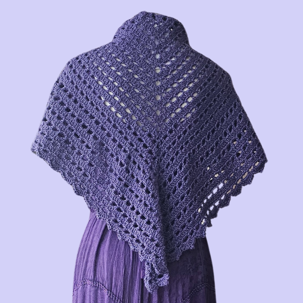 crochet eyelet lace triangle shawl