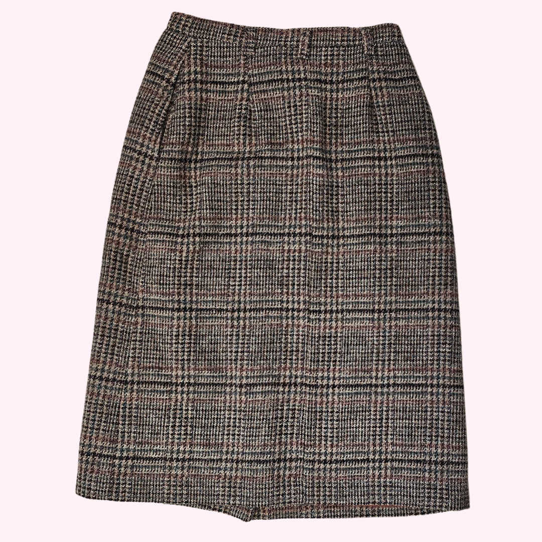 brooks woolen co wool a line knee length skirt