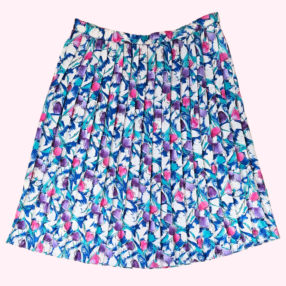unbranded pleated multicolor floral midi skirt