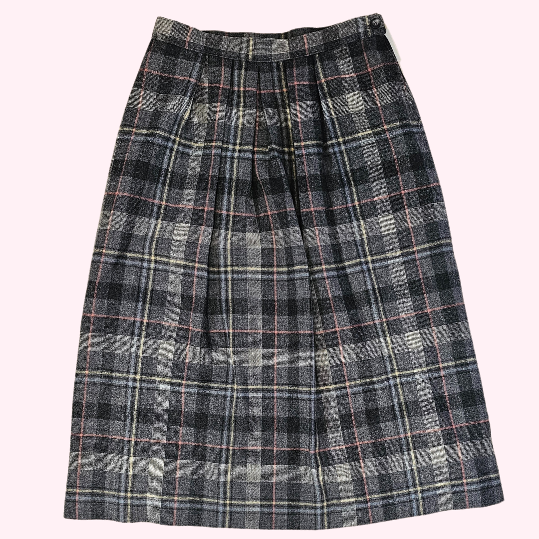 pendleton gray plaid aline midi skirt