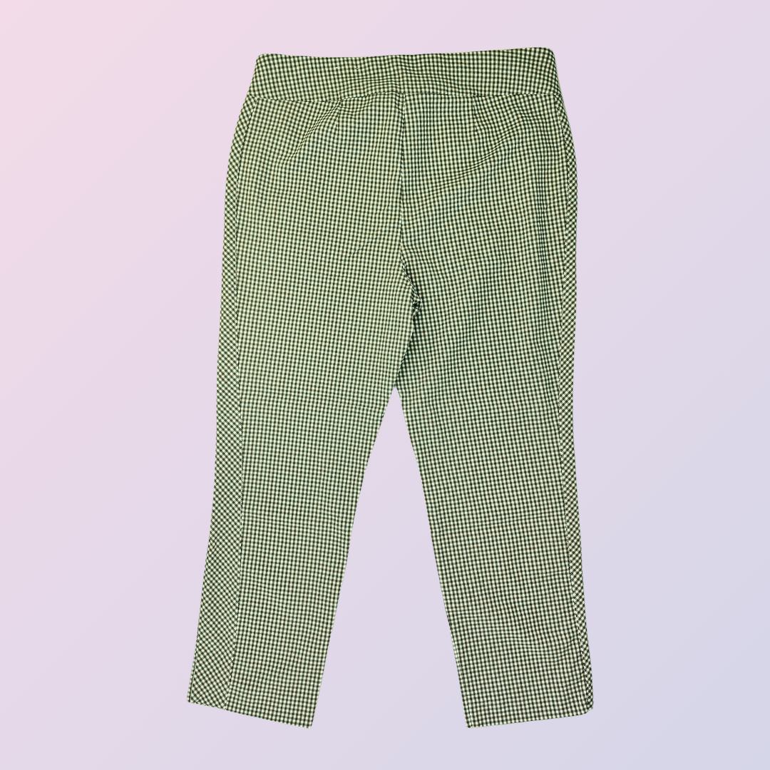 chicos green and ivory gingham pants