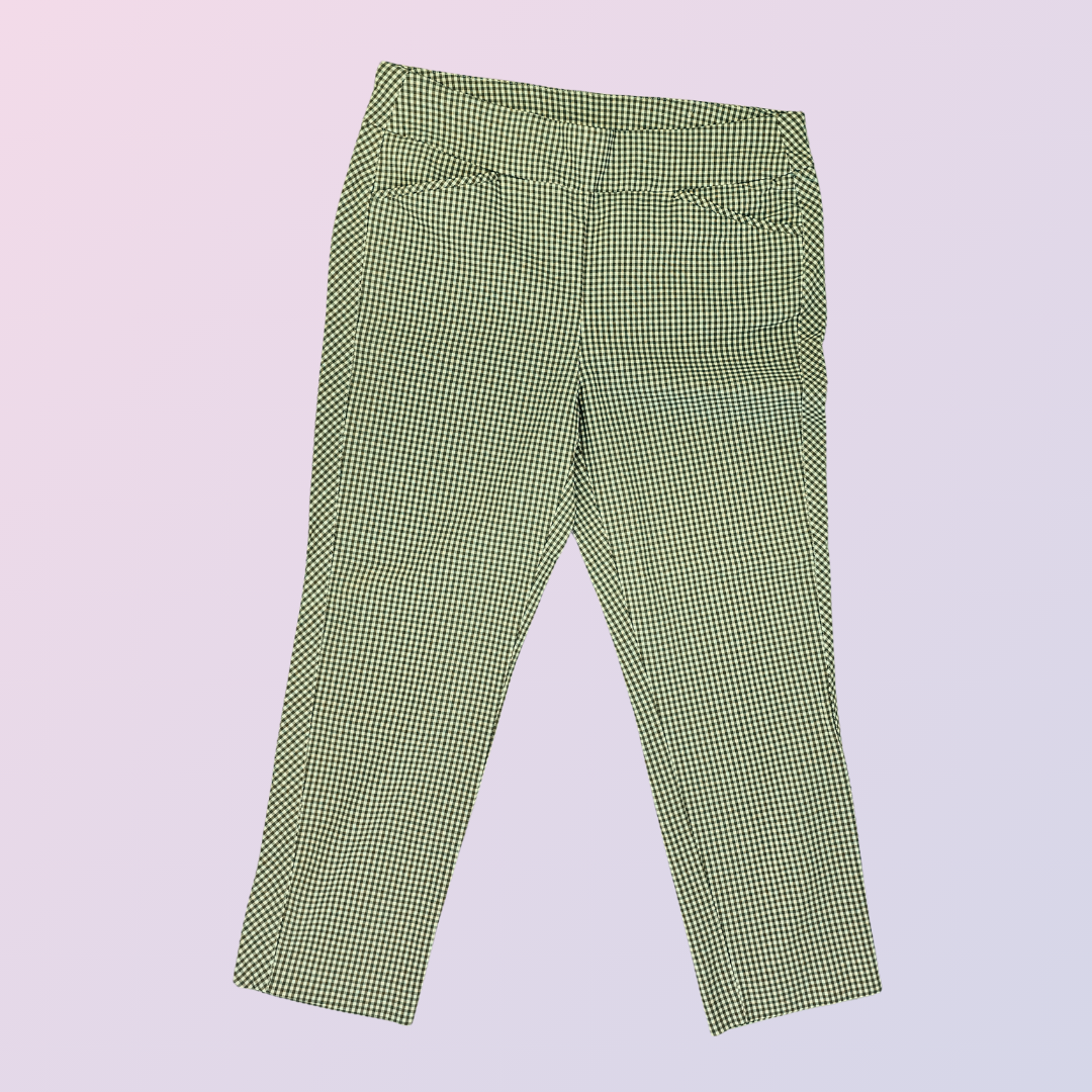 chicos green and ivory gingham pants