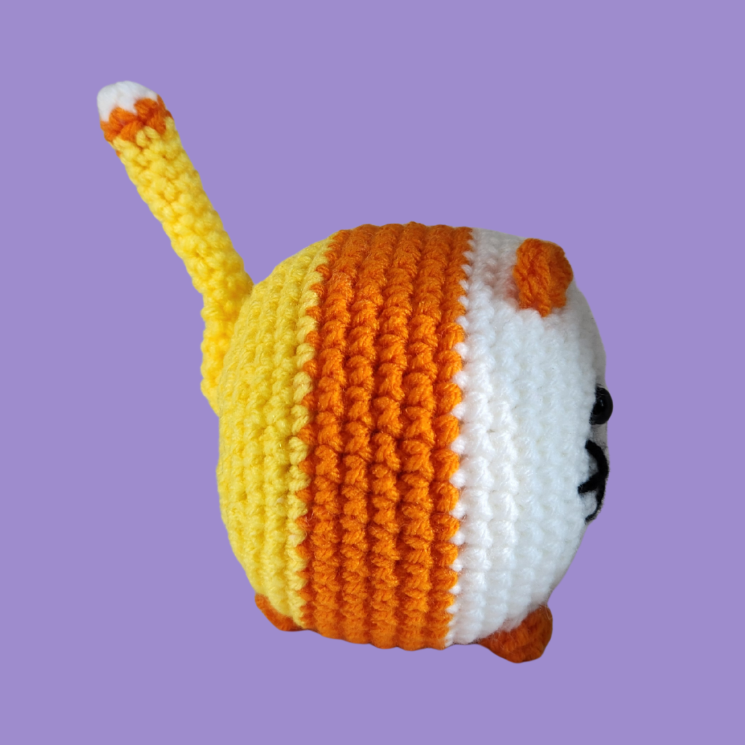 crochet candy corn loaf cat stuffie