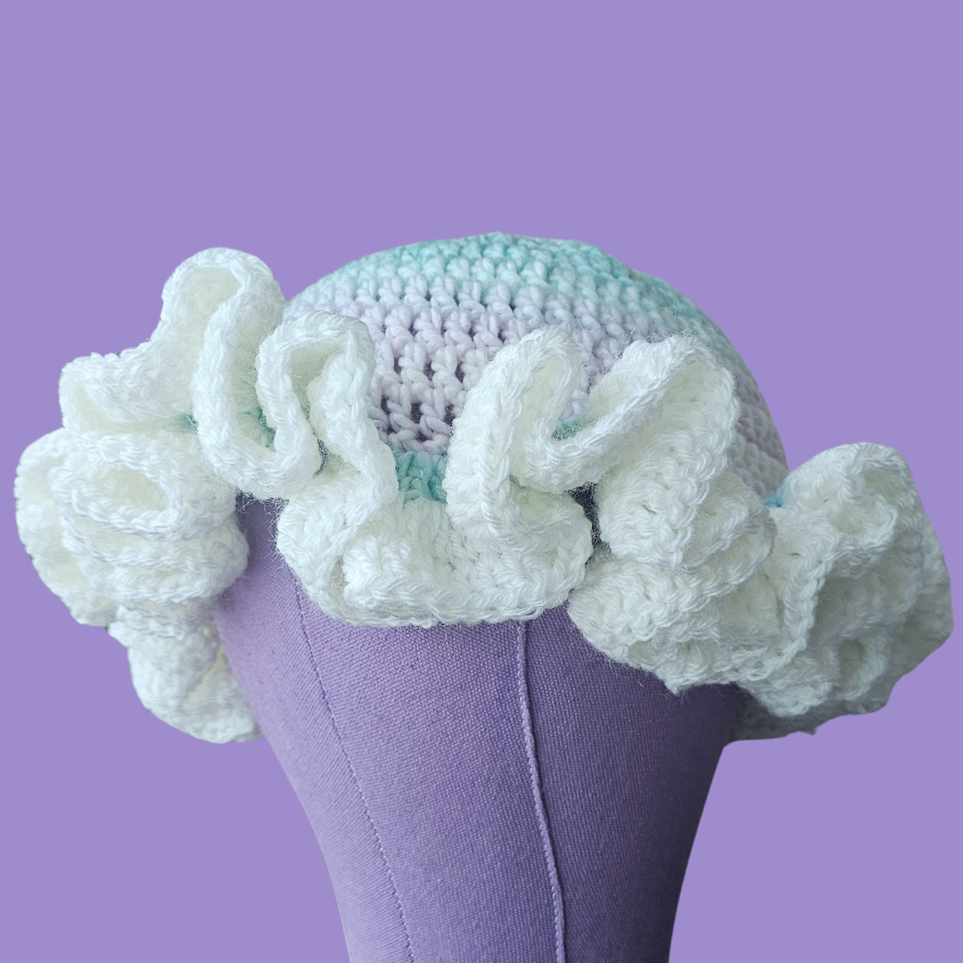 crochet ruffle bucket hat