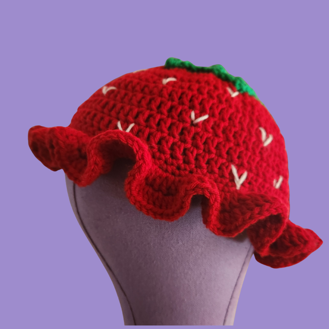 crochet strawberry bucket hat