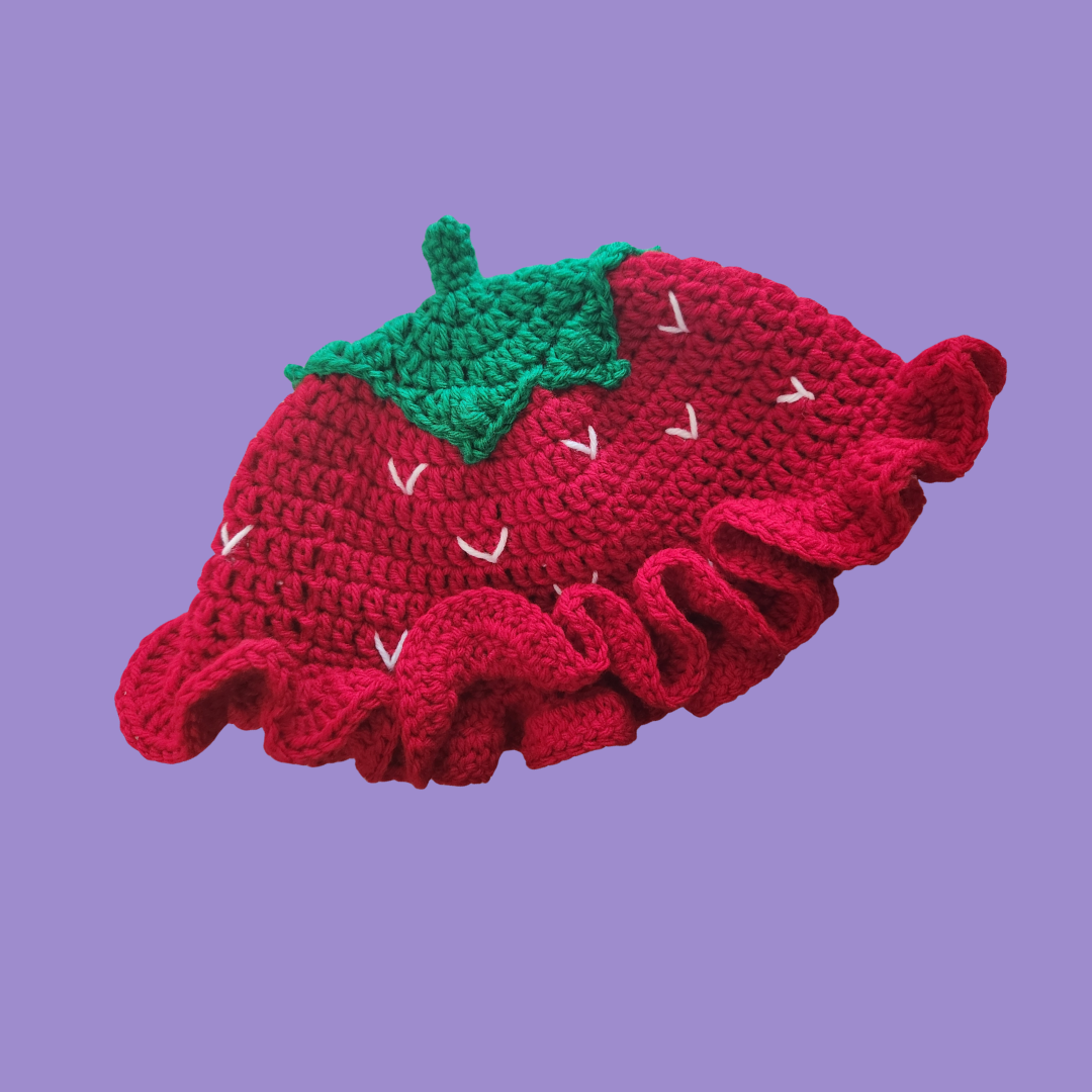 crochet strawberry bucket hat