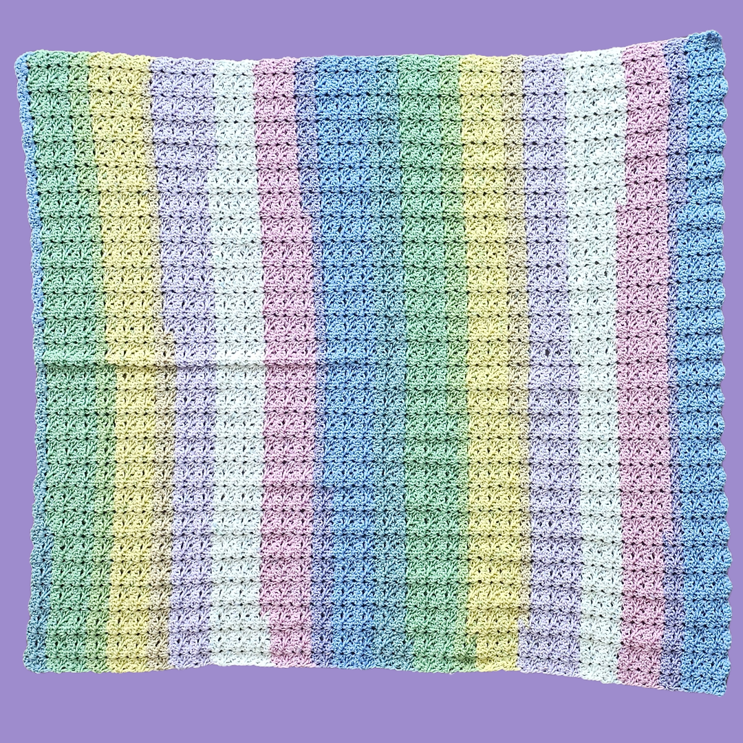 crochet scallop stripe throw