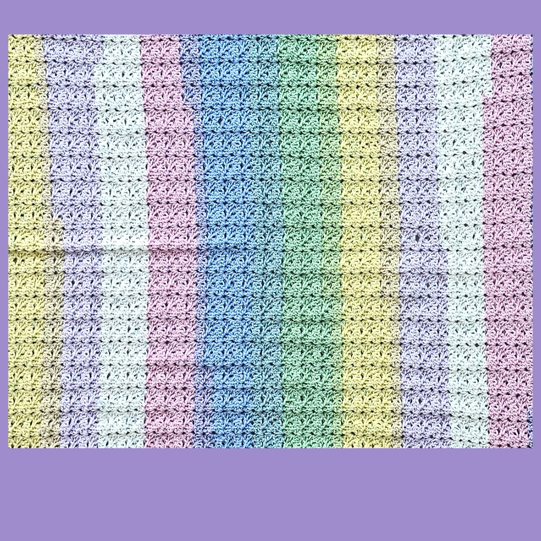 crochet scallop stripe throw